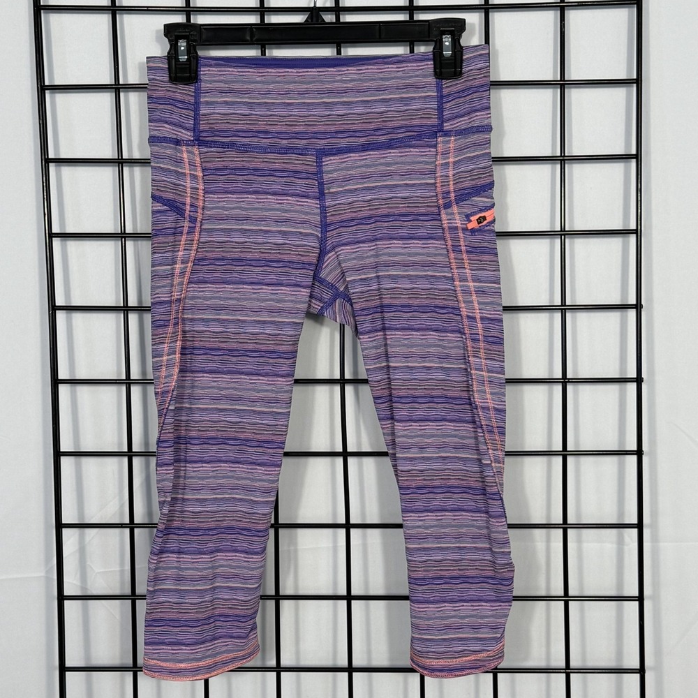 Lululemon Run Top Speed‎ Crop Leggings Womens 6 Pink Space Dye Twist Activewear